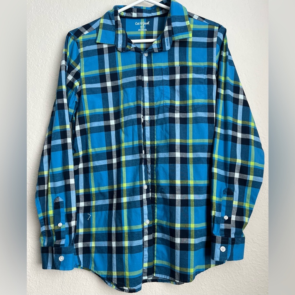 Cat & Jack Boys Classic Blue and Green Shirt Size XL (16)